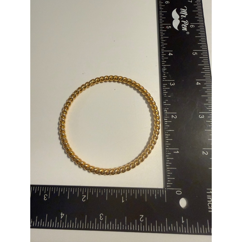 Vintage Gold Tone Twisted Rope Bangle Bracelet Textured Slip On Stackable 2.5in